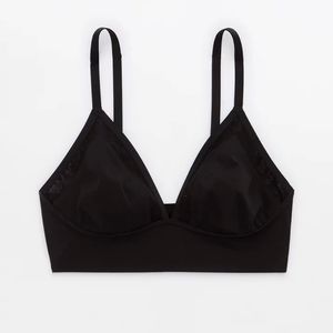 Aerie SMOOTHEZ Lace Triangle Bralette Women's True Black M NWT